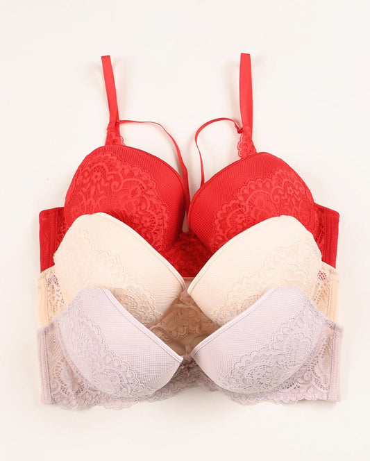 (34-38)b Criss Cross Strip Double Padded Pushup Lacy Bra(141)