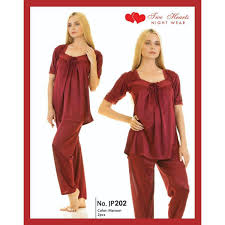 2 Piece Round Neck Silk Lounge Wear