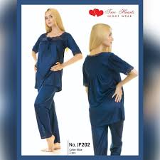 2 Piece Round Neck Silk Lounge Wear