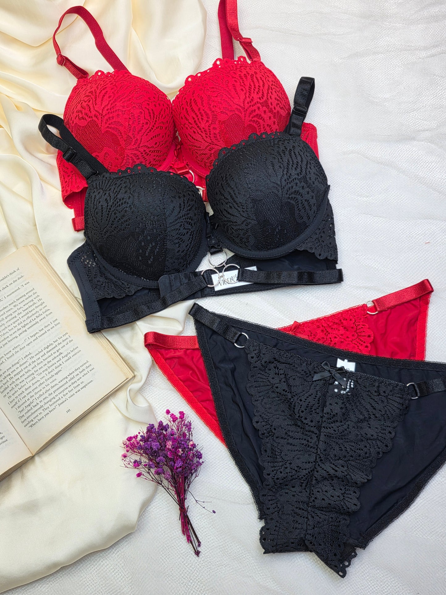 (34-40)C Cup Elegant Lacy Double Padded Bra & Panty Set*