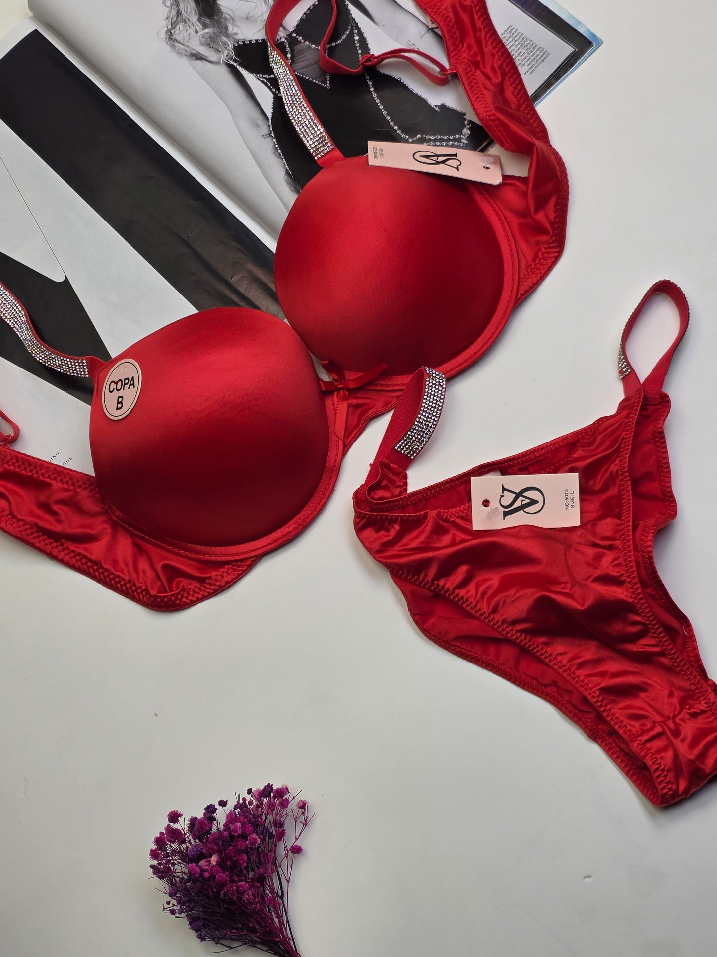 (34-38)b size Victoria secret Bridal Padded Pushup Wired Bra set (Red)*