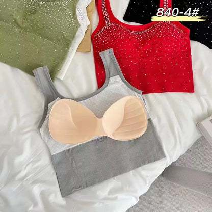 (30-38)  Wide Straps Stone Shimmer Tank Top