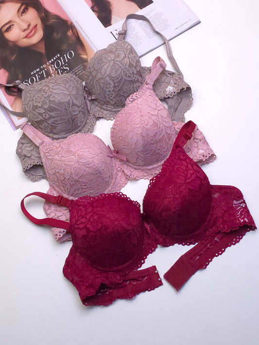 (32-38)b Bridal Double Padded Push-up Lace bra (136)