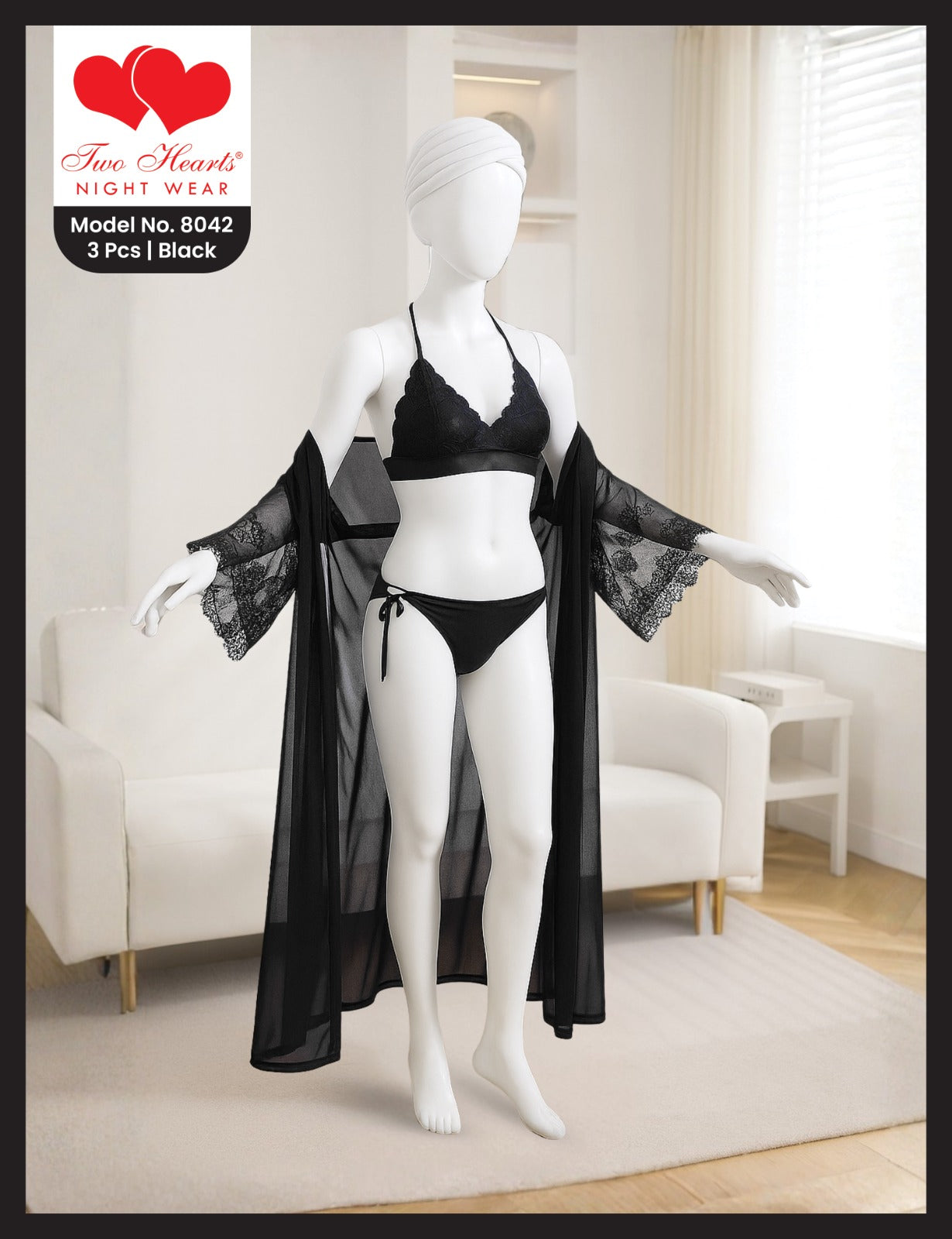 Bikini Set Long Gown Silk Nighty (8042)