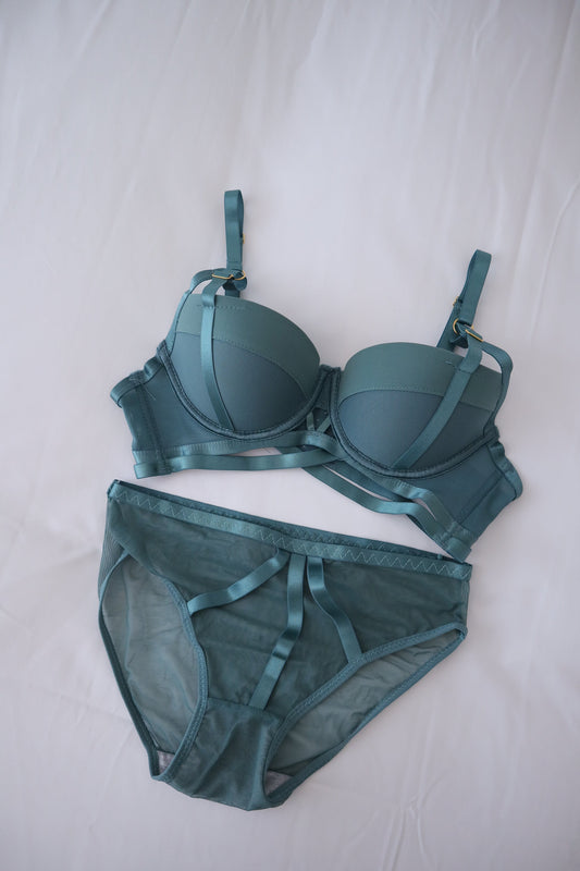 Intimate Solid Color Wired Bra with Matching Hipster