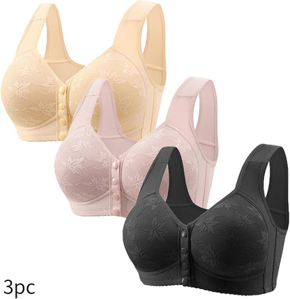 (36-42)b/c Seamless Wide Strap Front Button Bra