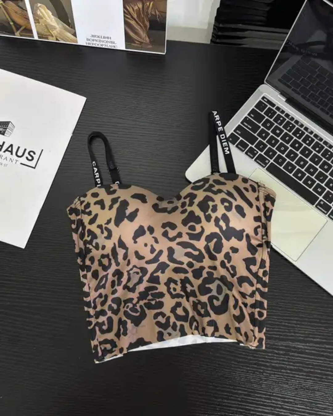 (34-40) Seamless Chittah Print Soft Pad Tank Top