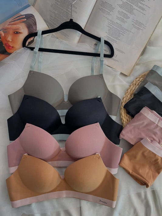 Seamless Double Padded Non Wire Bra Panty Set