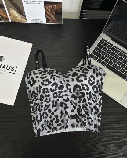 (34-40) Seamless Chittah Print Soft Pad Tank Top