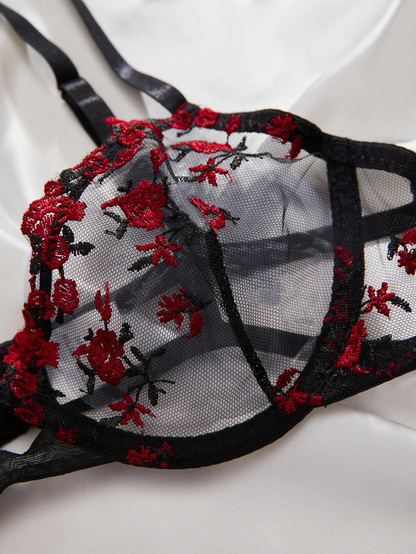 (34-38)B Beautiful Lace Underwire Bra and Panty Set(Floor)