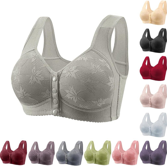 (36-42)b/c Seamless Wide Strap Front Button Bra