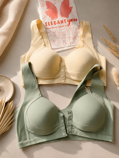 (36-44)b/c Seamless Wide Strap Front Button Bra