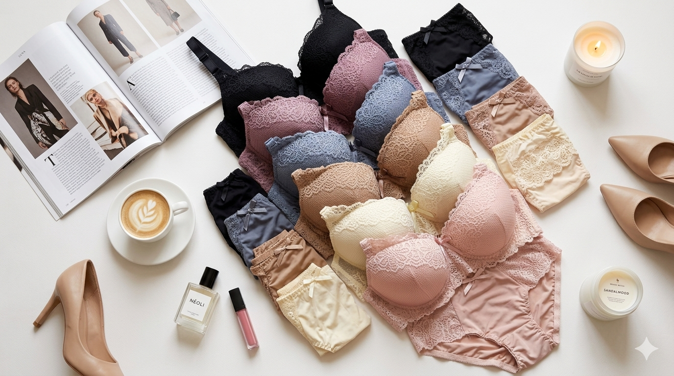 (32-36)b Elegant Lacy Soft Padded Wired Bra set 8221