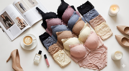 (32-36)b Elegant Lacy Soft Padded Wired Bra set 8221