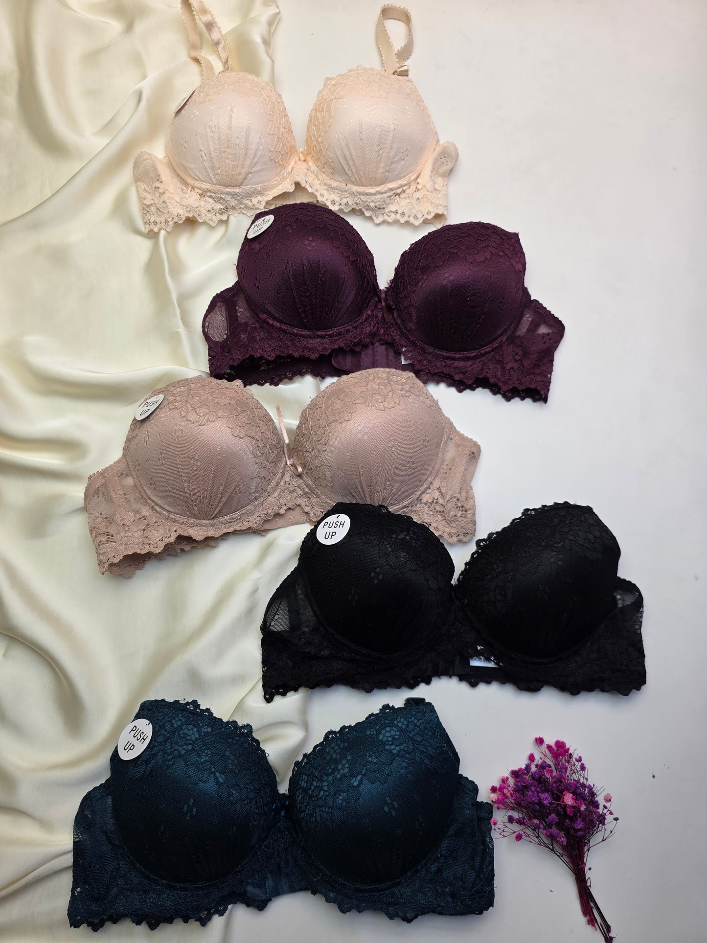 Elegant Double Padded Pushup Lacy Bra( 132)*