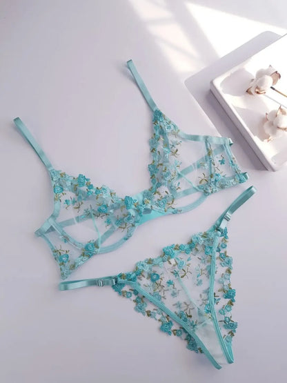 (32-38)B Beautiful Lacy Elsa Underwire Bra and Panty Set