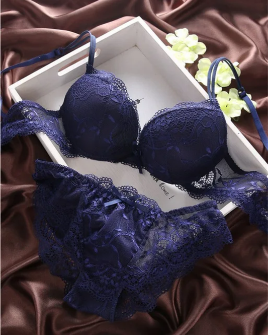 (34-38)b  size Bridal Bra Panty Lacy Set(135) (blue)