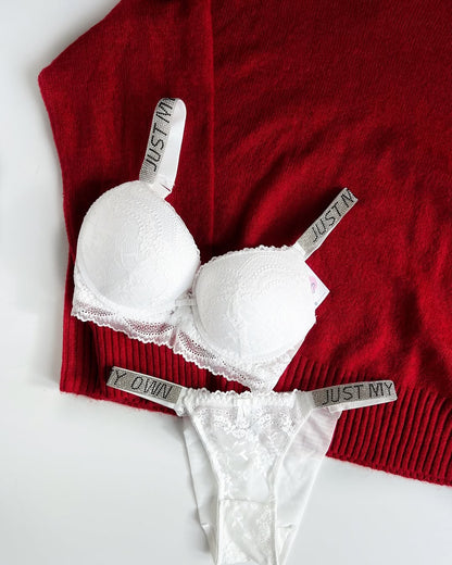 (36-38)B Bridal Padded Pushup Wired Bra set White (157)