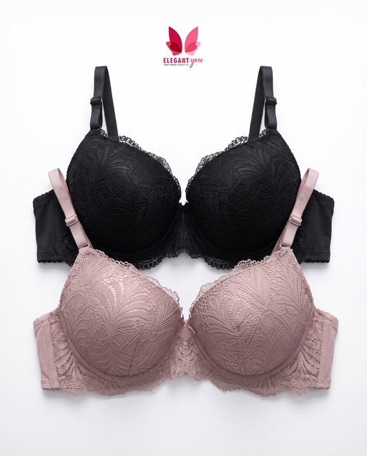 Elegant Double Padded Pushup Lacy Bra (058)^