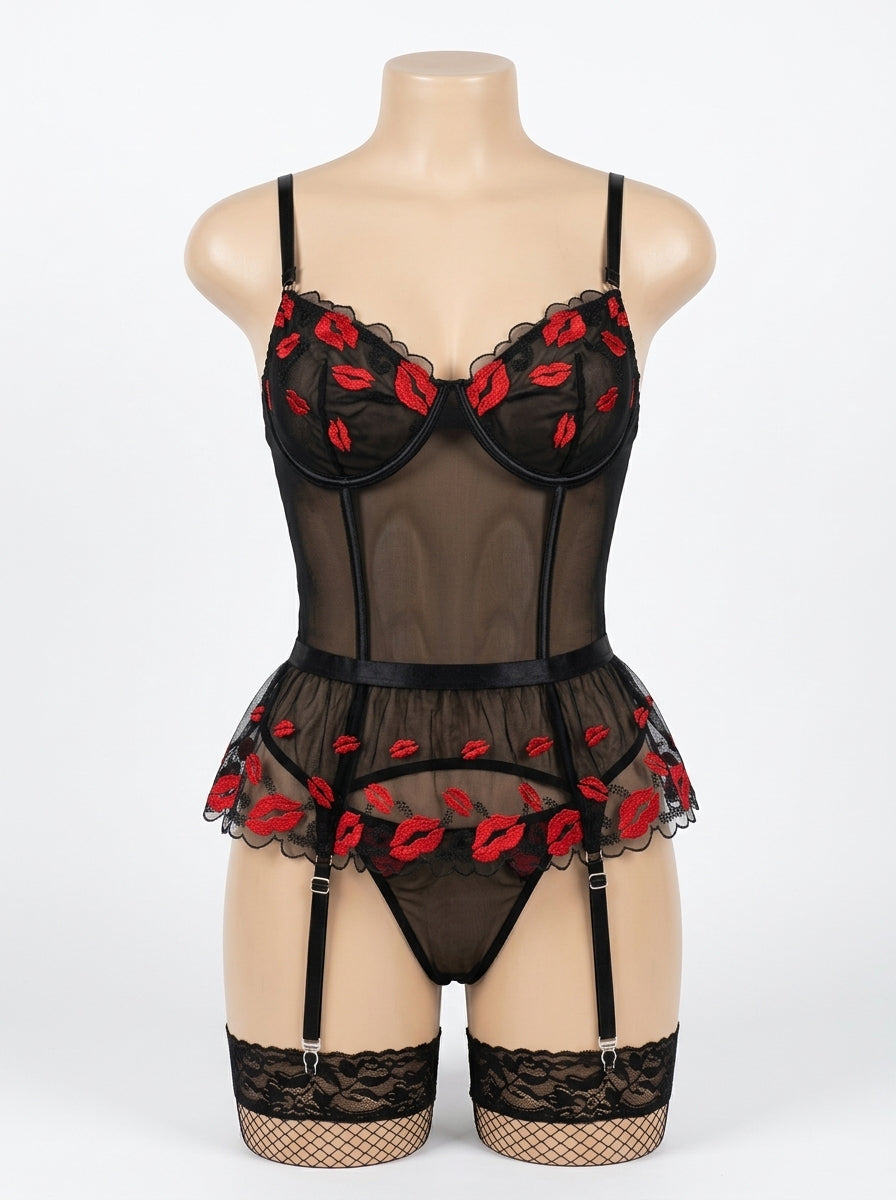 (34-40)Lacy Mesh Kiss Body-Suit B146