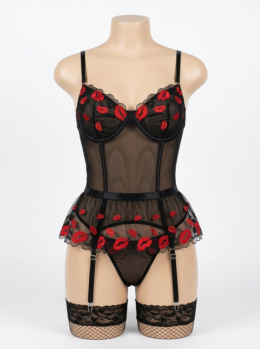 (34-40)Lacy Mesh Kiss Body-Suit B146