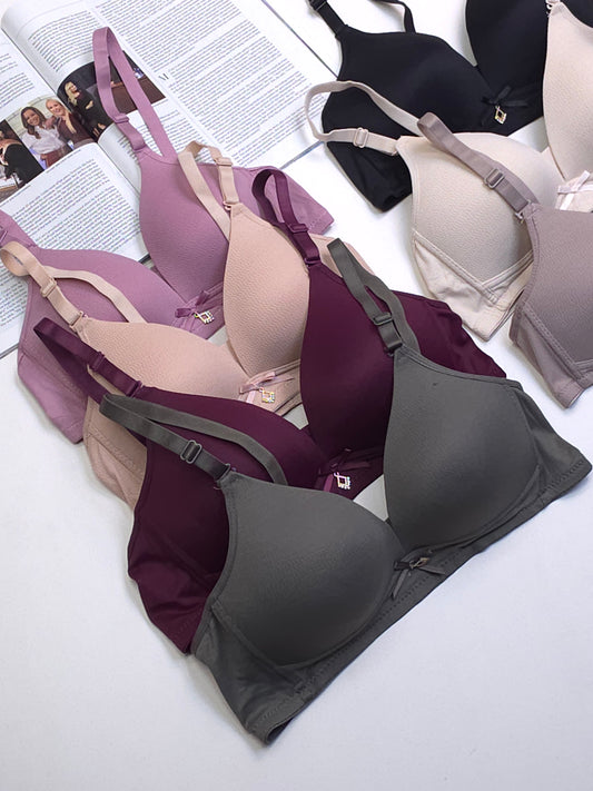 (34-40)b Dailywear Thin Pad Non Wire T Shirt Bra (078)