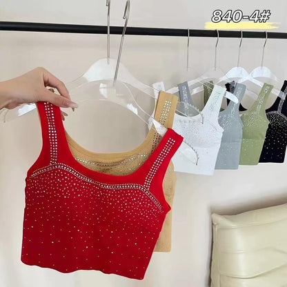 (30-38)  Wide Straps Stone Shimmer Tank Top