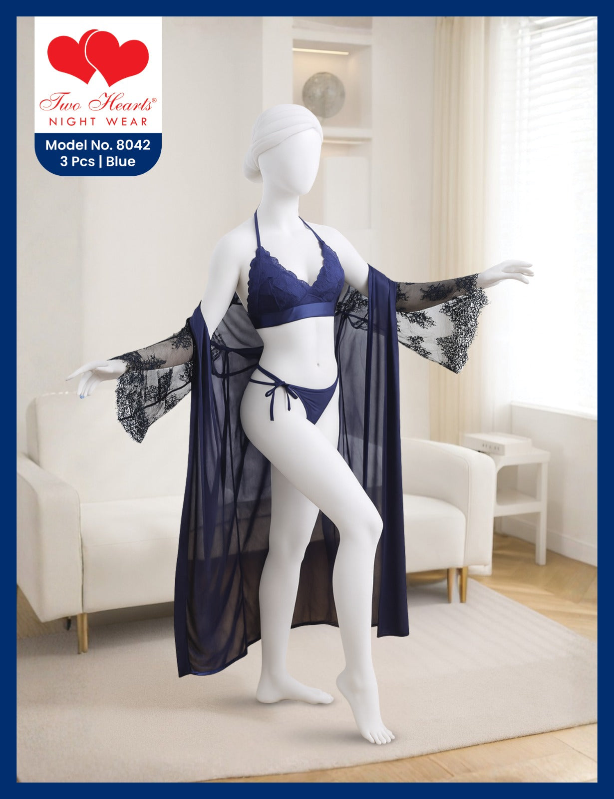 Bikini Set Long Gown Silk Nighty (8042)