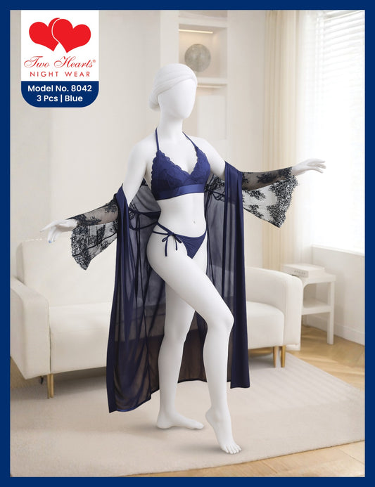 Bikini Set Long Gown Silk Nighty (8042)