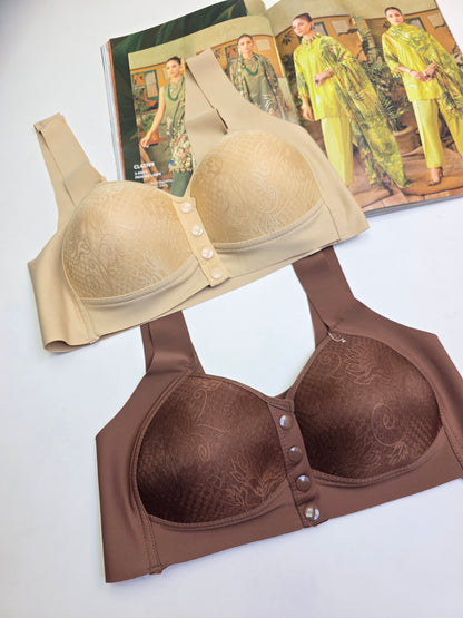 (36-42)b/c Seamless Wide Strap Front Button Bra