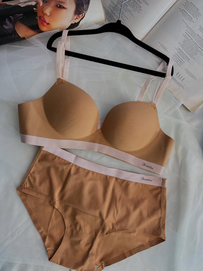 Seamless Double Padded Non Wire Bra Panty Set