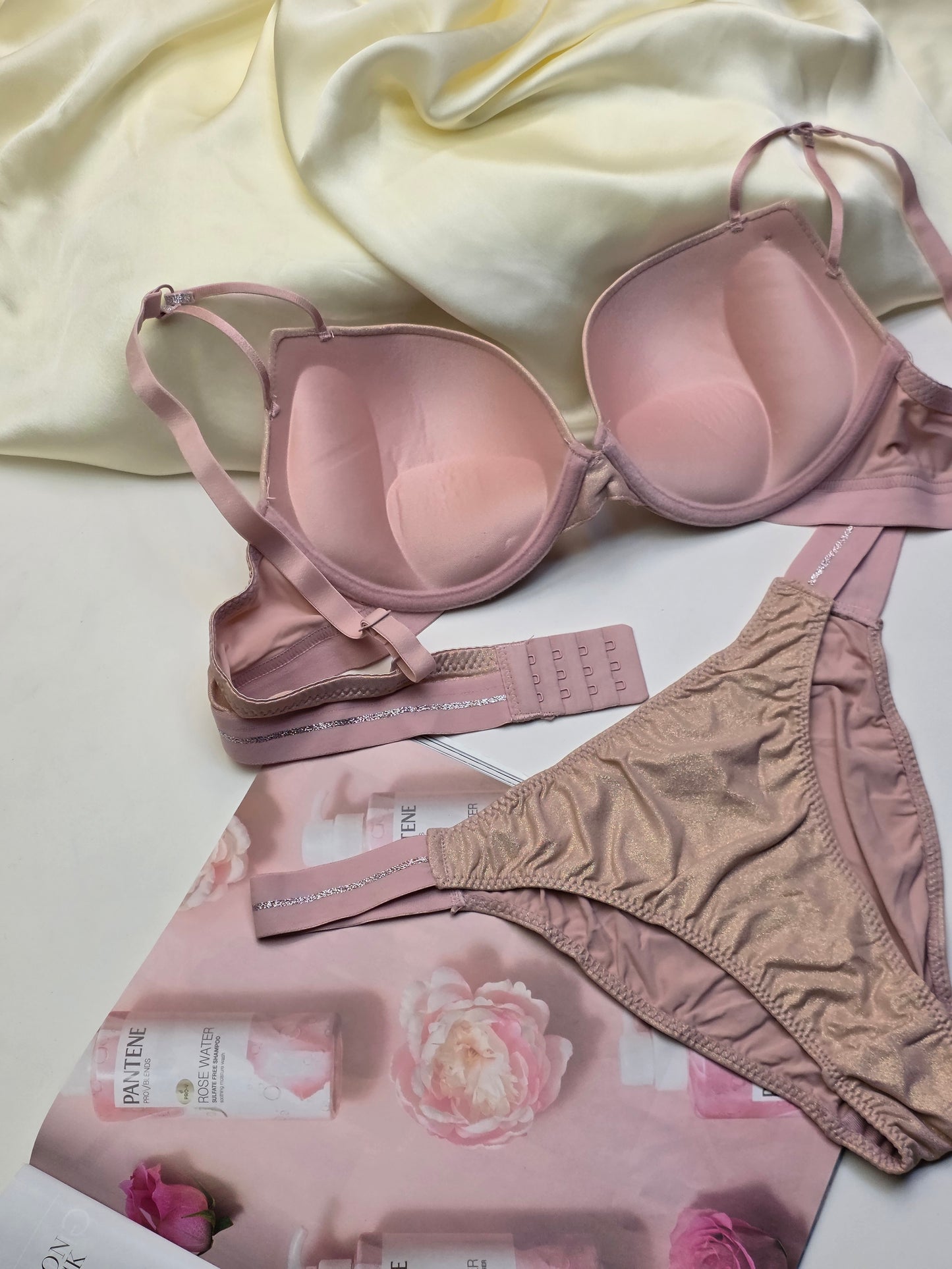 (34-40)Baby Pink Padded Pushup Wired Bra set (170)*