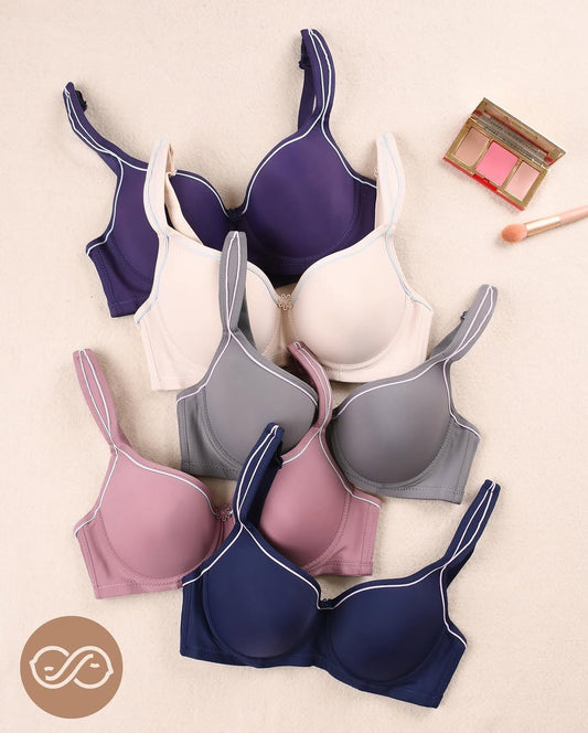 C Cup Plain Thin Pad Push-up Under Wire Bra