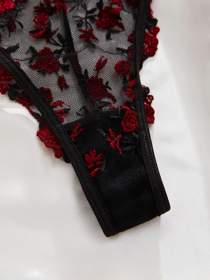 (34-38)B Beautiful Lace Underwire Bra and Panty Set(Floor)
