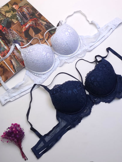(34-40)B Elegant Double Padded Push-up Lace Bridal Bra (153,154)