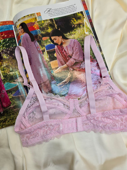 (32-42)b Elegant Cotton Net Bra [Pink]