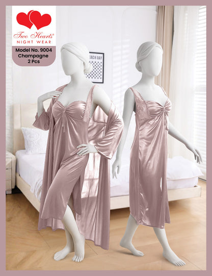 2 Piece Gorgeous Long Silk Nighty (9004)