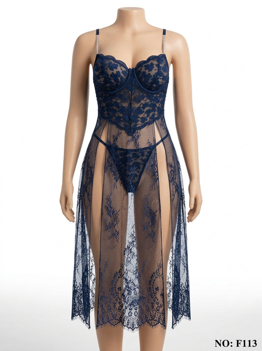 Premium Lace Temptation Underwire Nighty F113