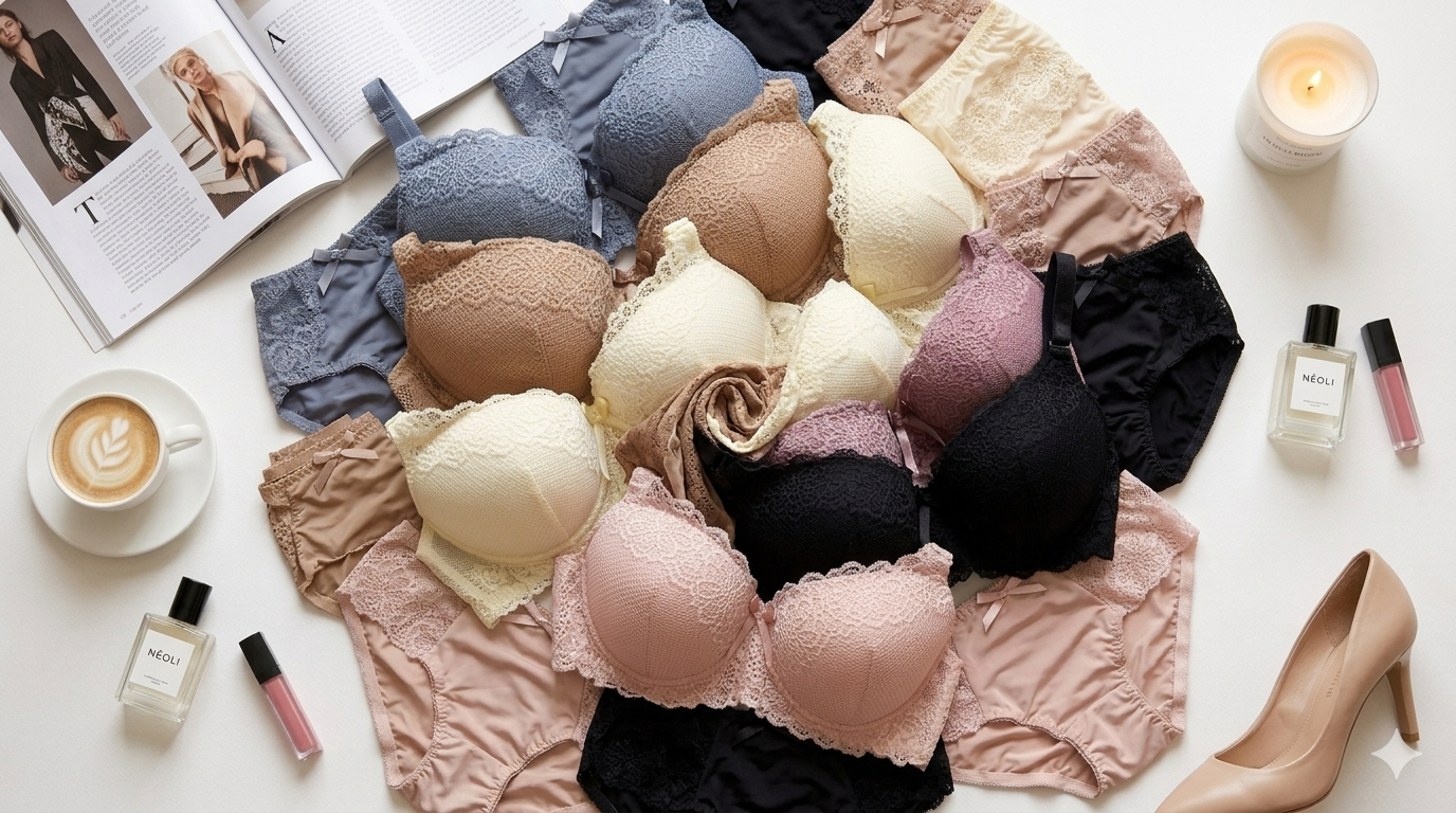 (32-36)b Elegant Lacy Soft Padded Wired Bra set 8221