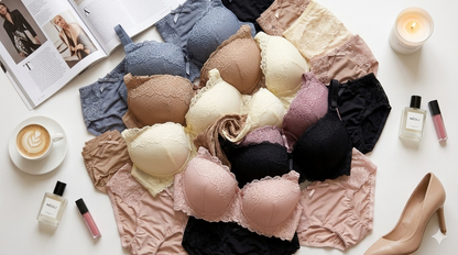 (32-36)b Elegant Lacy Soft Padded Wired Bra set 8221