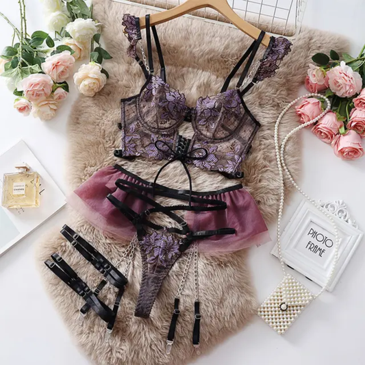 Embroided Flower Lace Seductive Lingerie