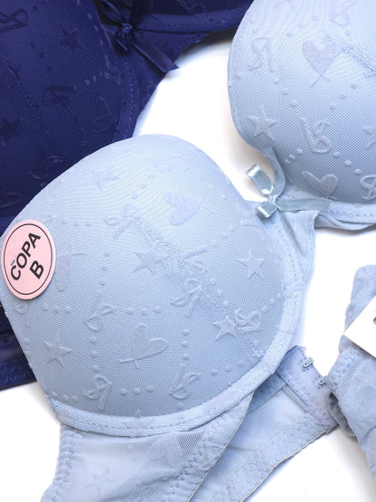 (34-40)b Elegant Design Padded Pushup Wired Bra With Matching Thong Underwear 5015*