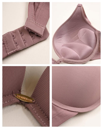 (38-42)C Premium Double Padded Pushup Wired Plunge Bra (115)