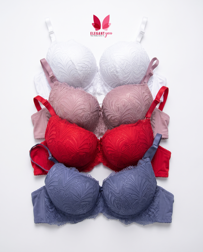 Elegant Double Padded Pushup Lacy Bra (058)^