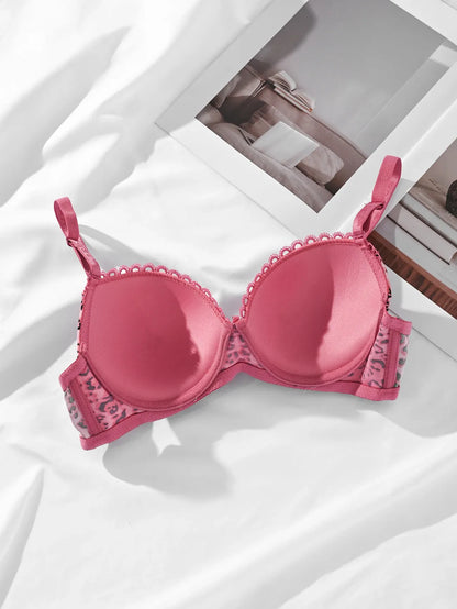 (36-42)C Leopard Print Thin Pad  C Cupsize  Wired Bra (156)