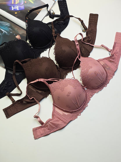 (36-42)C Double Strip Demi Cup Push-up Underwire Bra (176)