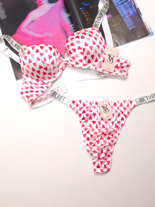 (34-40)b  size Pinky Victoria secret Bridal Padded Pushup Wired Bra set 5001