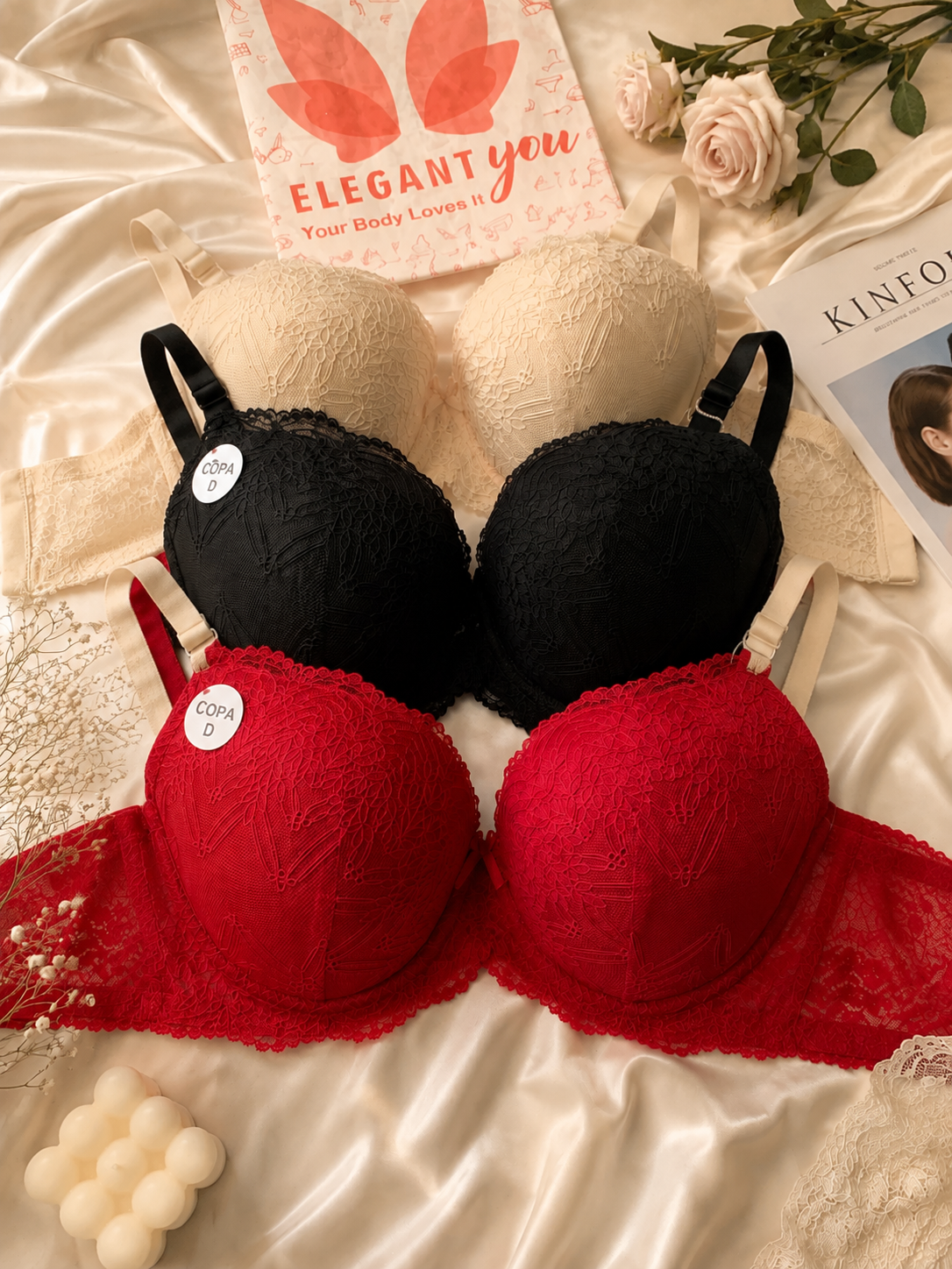 (38-44)D Elegant & Lacy Plus Size Bra 07300