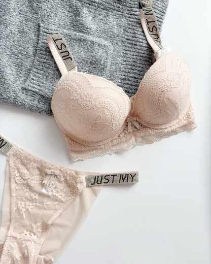 (32-36)B Bridal Padded Pushup Wired Bra set Skin color (157)