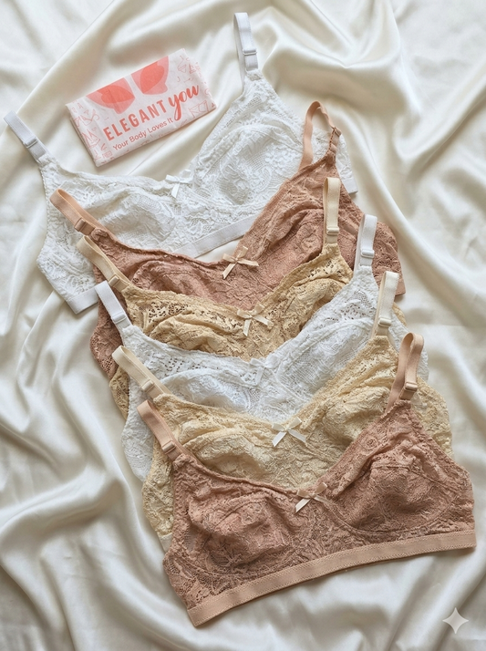 Pack of 3 Elegant Cotton Net Bras